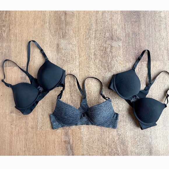 Bundle Sophie B Pushup Front Closure Razerback Black Grey Bras 34B - Picture 1 of 8